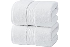 Infinitee Xclusives– Luxury Bath Sheets Towels – 2 Pack 600 GSM (35X70 Inches)– 100% Ring Spun Cotton Large Bath Towels for Bathroom (Brilliant White, Bath Sheet Pack of 2)