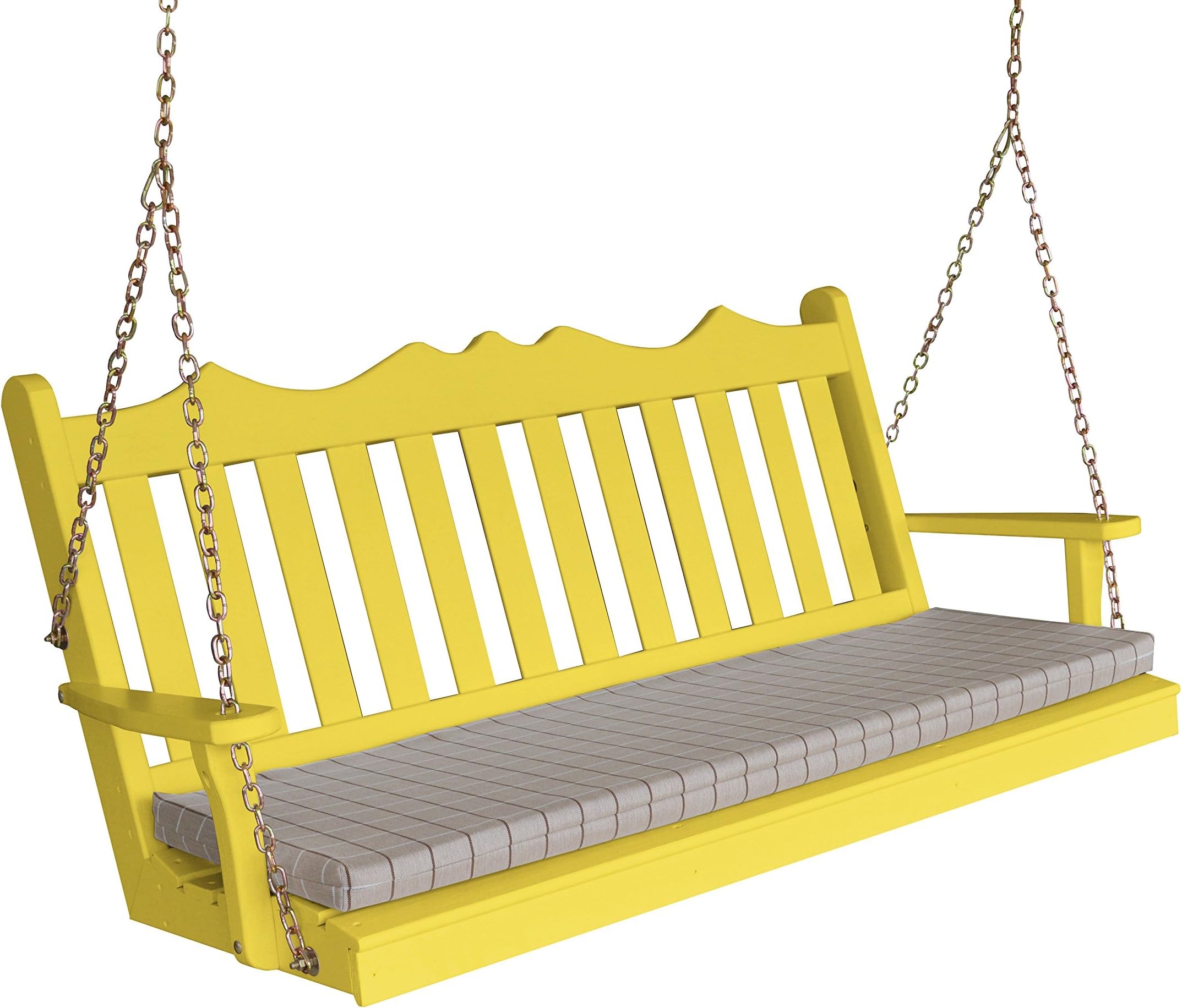 Aspen Tree Yellow Wood Porch Swing 5' Amish Outdoor Hanging Porch Swings, Patio Wooden 2 Person Seat Swinging Bench, Front Porches Furniture, Custom Made 5 Foot English Garden (5ft, Lemon)