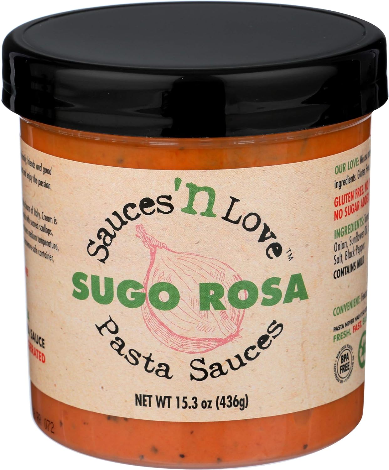 Sauces N Love, Sugo Rosa Pasta Sauce, 15.8 Ounce Grocery