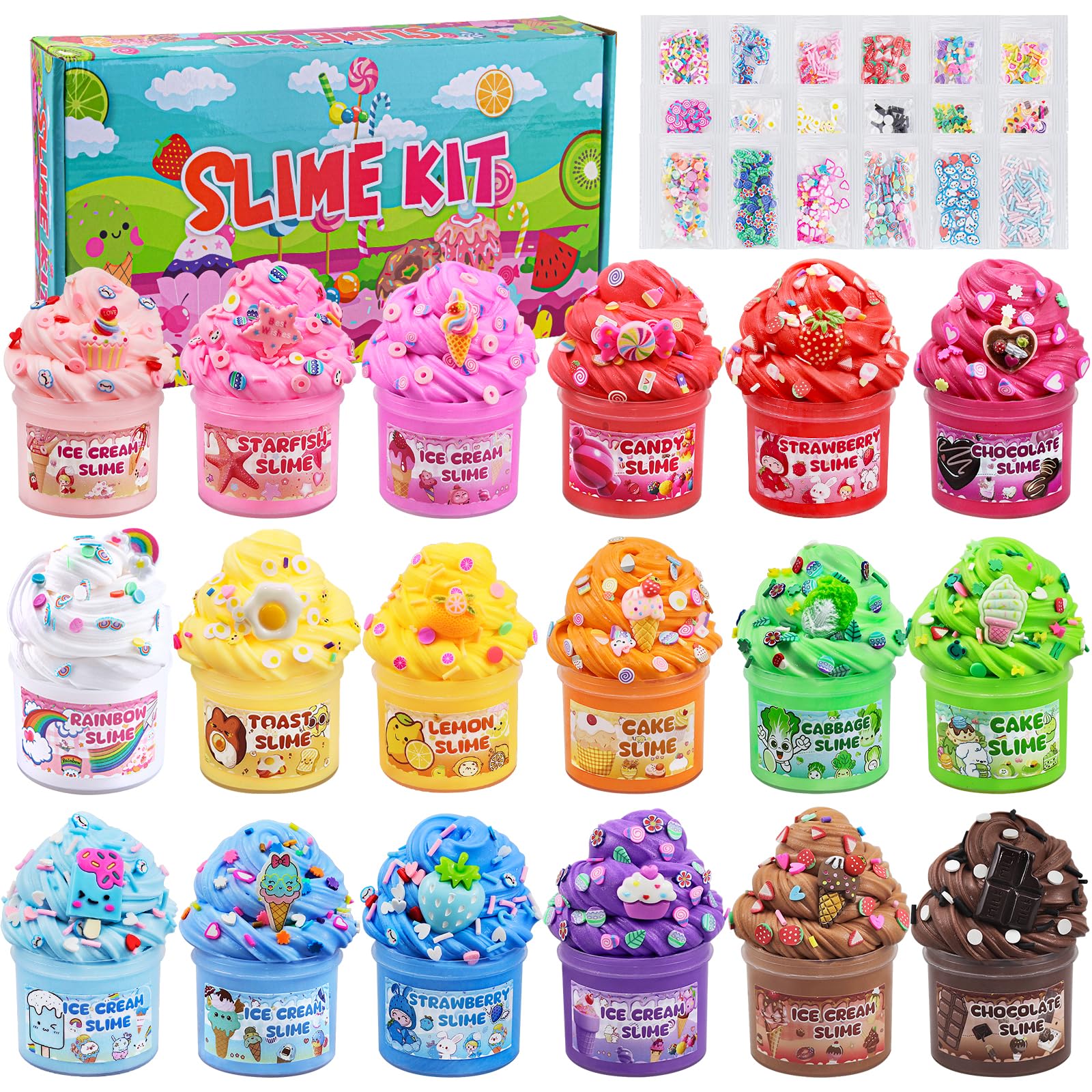 Photo 1 of 18 Pack Slimes, Slime Kids, Butter Cloud Slime kit for Girls Ages 8-12, Toys for Girls and Boys, Slime Party Favors Goodie Bag Stuffers, 4 5 6 7 8 9 10 Year Old Girl Birthday Gift Cute Stuff