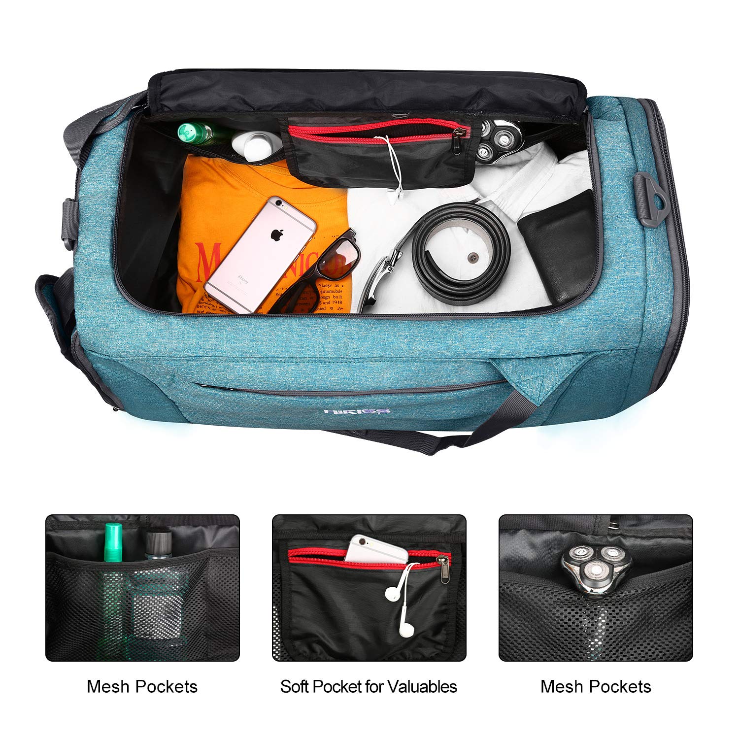 Luggage & Travel Gear HIKISS Sports Gym Bag Waterproof Duffle Bag 45L