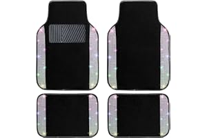 NBTEPEM Multicolor Bling Car Floor Mats Full Set, Universal Fit Most Cars,SUV, Trucks, 4 pcs Sparkle Glitter Diamond Carpet for Women Girls with Anti-Slip Pad (Colorful Diamond)