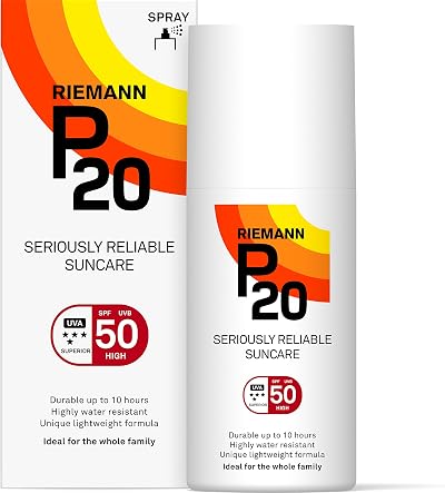 P20 Riemann Sunscreen SPF50 Spray 200ml UVA UVB 10h Water Resistant