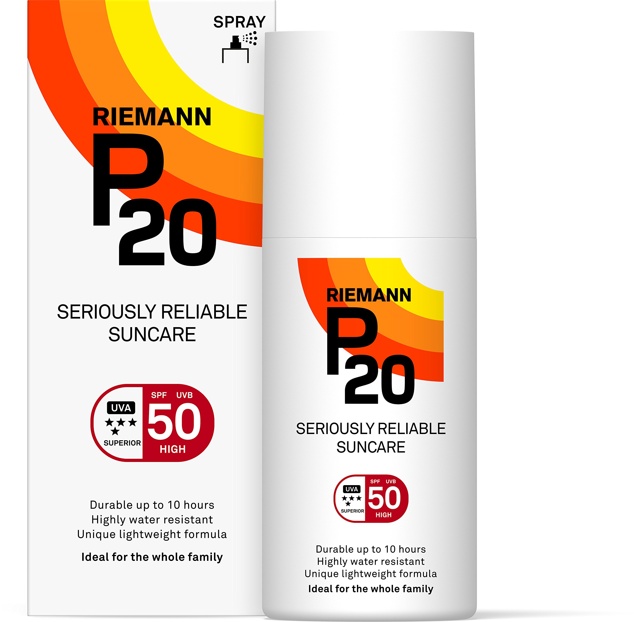 Riemann P20 Sunscreen SPF50 Spray 200ml | Long Lasting UVA & UVB Protection for up to 10 hours | Highly Water Resistant