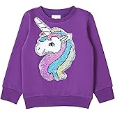 HH Family Girls Sweatshirt Flip Sequin Unicorn French Terry Pullover Crewneck Long Sleeve Kids Top Clothes