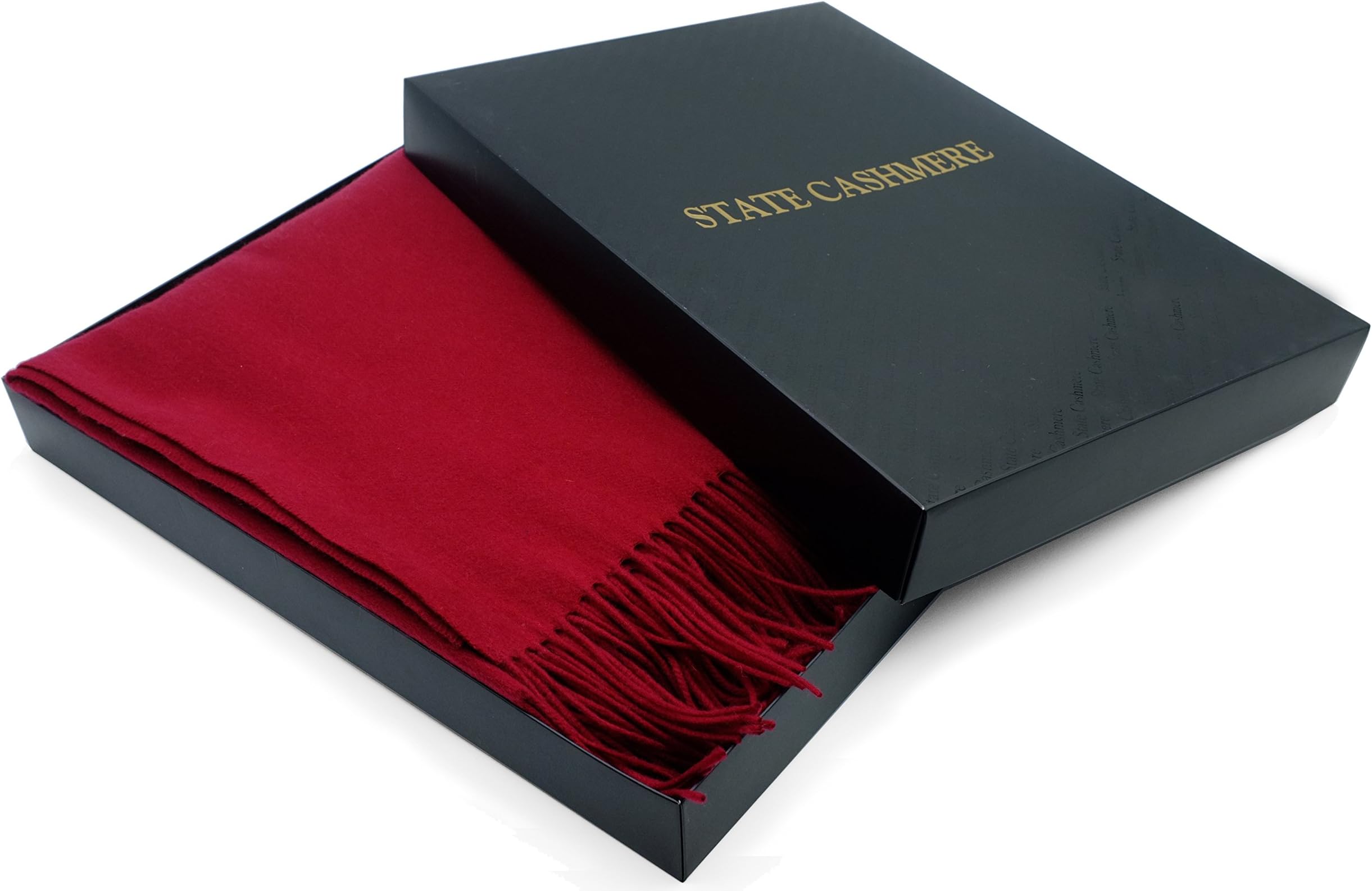 State Cashmere 100% Pure Cashmere Throw Blanket with Fringes Ultimately Soft and Warm (Burgundy, One Size)