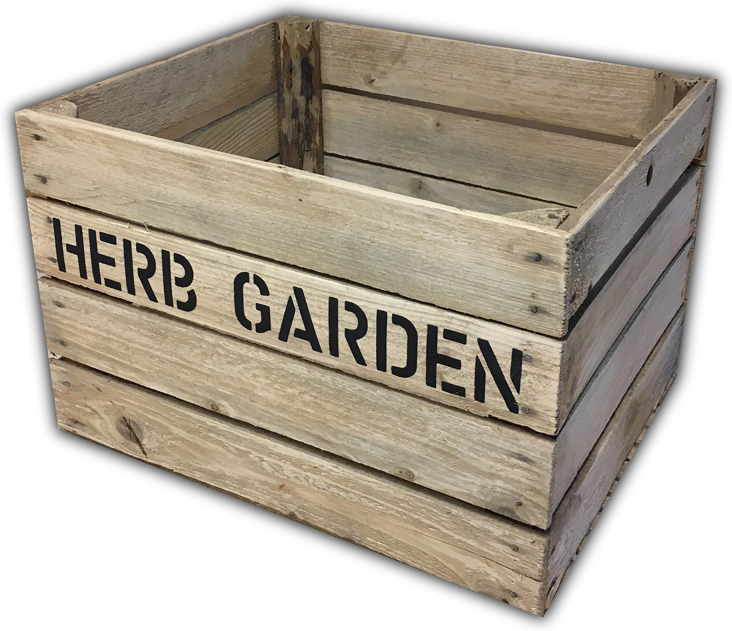 KITCHEN HERB GARDEN - Large Planter/Reclaimed Wooden Crate - Hand Stenciled - Pop your pots straight in for a tidy LOOK! Handmade in Kent - UK SELLER - FREE DELIVERY