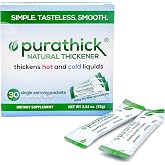 Purathick Natural Thickener Box of 30 Individual Serving Sticks, Thickens Hot and Cold Liquids for People with Dysphagia (1 Box)