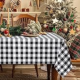 Fanqisi Black and White Plaid Tablecloth 56x84 Inches Buffalo Checkered Table Cover Wedding Table Cloth for Farmhouse Dining Easter Party Decorations