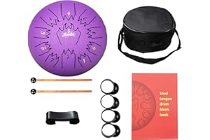 Nanrika Steel Tongue Drum, 8 Inch 11 Tone, Percussion Instrument, Hand Pan Drum, With Bag, Music Book, Drumstick and Finger Cover (Lavender)