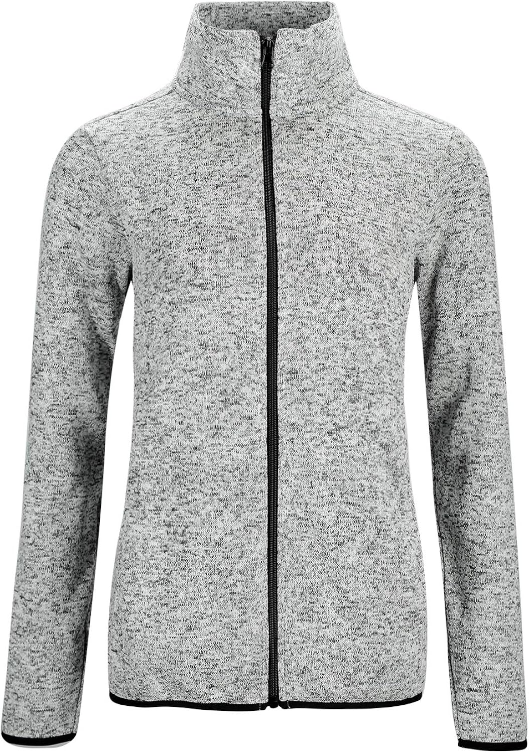 Dolcevida Women's Long Sleeve Sweater Fleece Zip Up Speckled Jacket with Pockets at  Women’s Clothing store