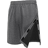 Deyeek Unisex Tear Away Shorts 9" Snap On Athletic Shorts Cotton Post Knee Hip Surgery Recovery Lounge Short with Pockets