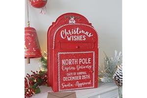 Z² BellaDecor Xmas Letters to Santa Mailbox Wall Mount Christmas Mail Boxes for House Outside Metal North Pole Post Box Vintage Red Christmas Home ​Decor