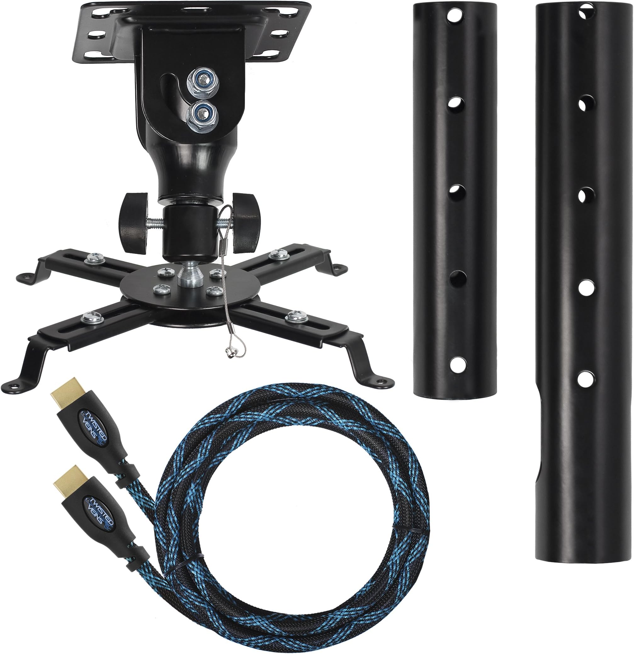 Cheetah Mounts APMEB Universal Projector Ceiling Mount Includes a 27" Adjustable Extension Pole and a Twisted Veins 15…