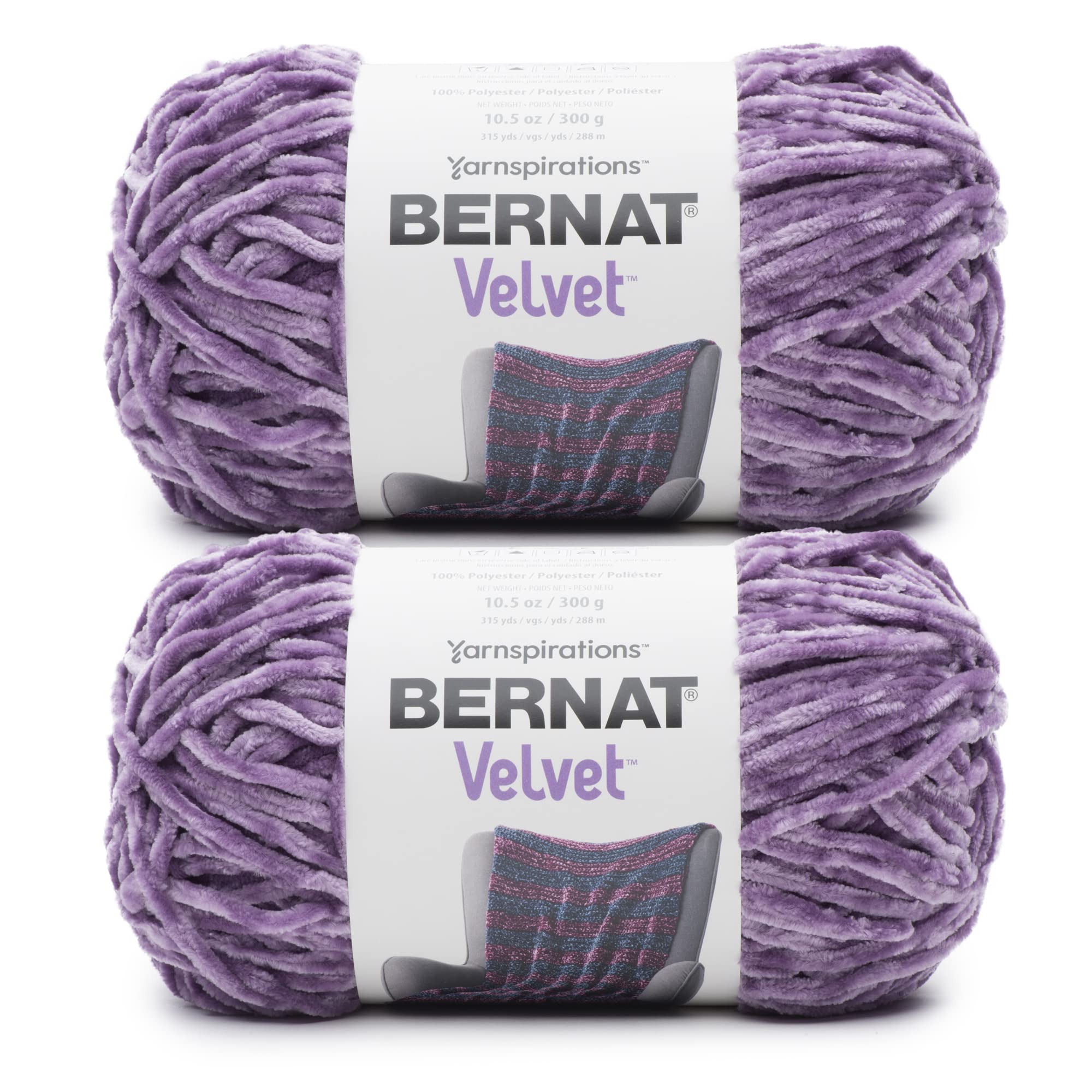Bernat Velvet Gray Orchid Yarn - 2 Pack of 300g/10.5oz - Polyester - 5 Bulky - 315 Yards - Knitting/Crochet — image 1