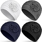 JenPen 6 Pcs Cotton Chemo Headwear for Women Turban Soft Cancer Head Scarf Hats Beanie Elastic Hair Wraps Gift for Christmas