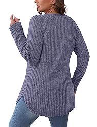 Saloogoe Womens Long Sleeve Tops Casual Plain T