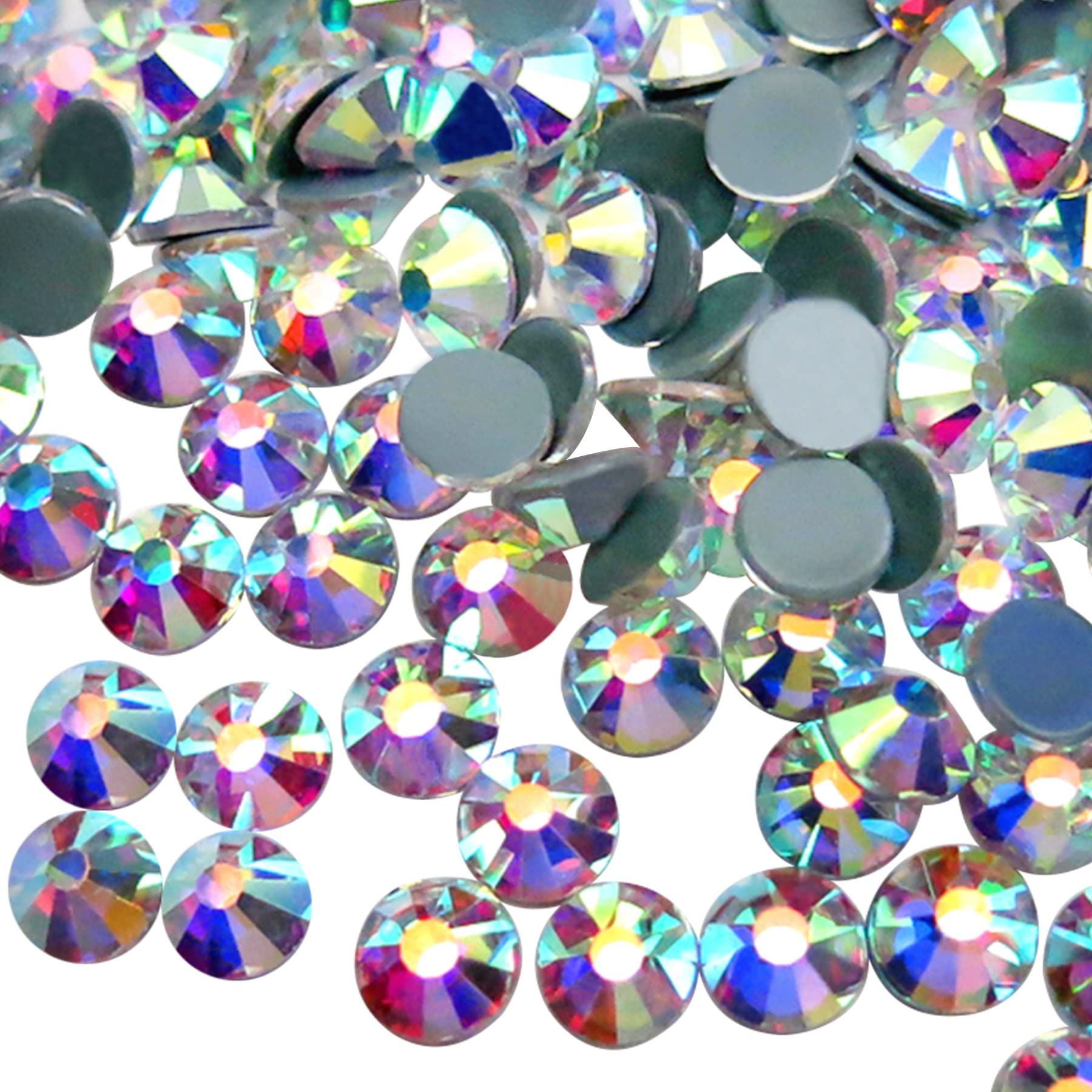 Jollin Hot Fix Crystal Flatback Rhinestones Round Diamond Glass Gems 4.8mm(20ss, 1440pcs, Crystal AB)