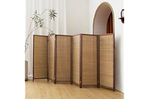 Pawlabay 6 Panel Short Panel Divider Screen,3.95 FT Tall Bamboo Room Divider Folding Privacy Screen,Short Panel Divider Freestanding Room Divider for Room Seperation,Brown