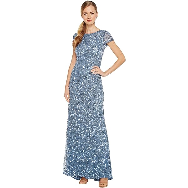 hand beaded ankle length dress in french blue Lace-Up Long Beaded Prom Dress with Fringe Skirt Light Blue / 14