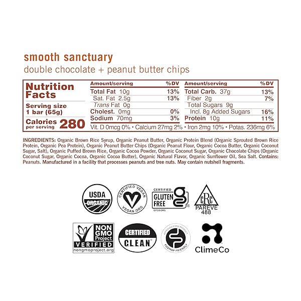GOMACRO MACROBAR ORGANIC VEGAN PROTEIN BARS – DOUBLE CHOCOLATE + PEANUT BUTTER CHIPS (2.3 OUNCE BARS, 12 COUNT)
