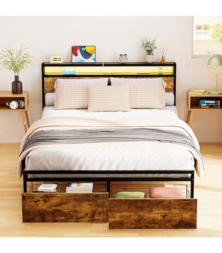 KKYYさん 専用ページ Amazon.com: Kiivakii Full Size Bed Frame with Headboard, LED