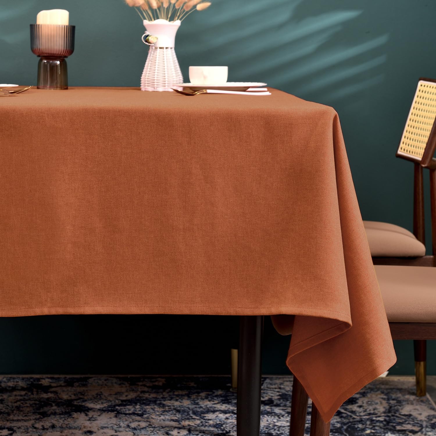 BALCONY & FALCON Table Cloth, Wipe Clean Tablecloth Rectangular – Waterproof, Machine Washable Table Cover for Kitchen, Dining, Autumn Harvest Halloween Party & Outdoor Use (Cinnamon, 145x300cm) — image 1