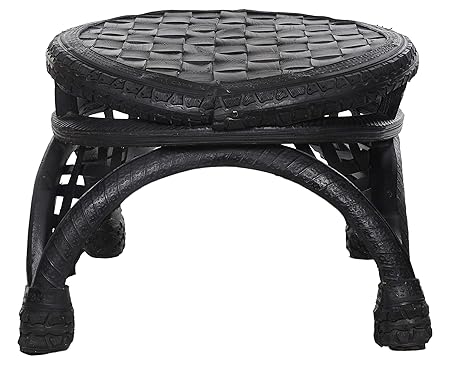 DeDzines Handcrafted Unique Small Ottoman Stool (Matte, Black) for Home Decor/Office/Garden/Corporates/Restaurant/Hotels