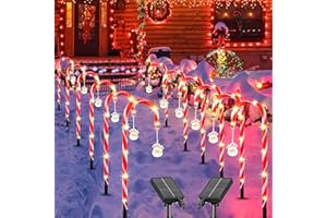 CRILEAL Christmas Decorations 12pcs Candy Cane Lights, 84LED Solar Christmas Lights Outdoor Waterproof with 8 Modes, Christmas Outdoor Yard Decor for Garden/Lawn/Tree/Pathway/Patio