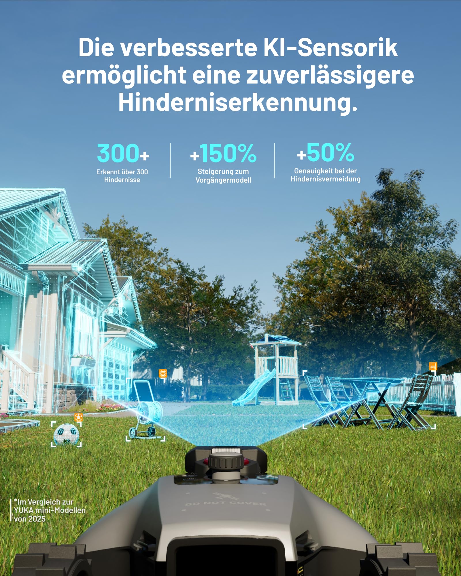 MAMMOTION YUKA mini 2 500 Mähroboter ohne Begrenzungskabel mit mini Garage, Garten bis 500m², Kein RTK, Kein Signalabbruch, Auto. Kartieren, DropMow, 45% Steigung, 4,5Ah-Akku(separater Versand) 6