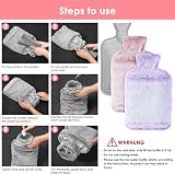 BOLEi 2L Hot Water Bottle with Faux Fur Cover Pink Leakproof Comfort view 7