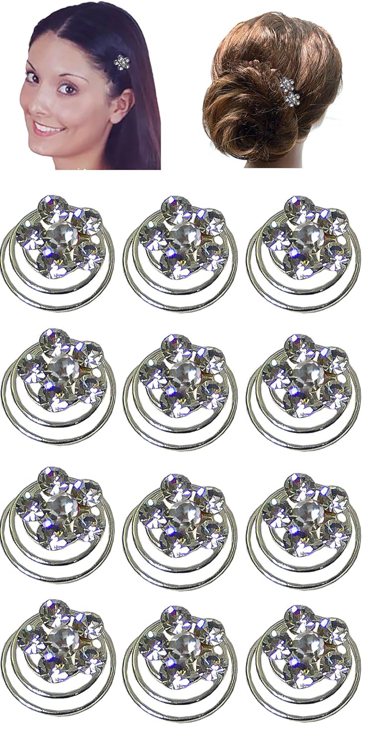 Amazon Com 12 Pc Set Hair Twists Sparkling Crystal Hair Pin Hair
