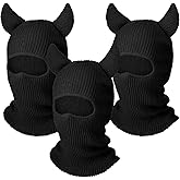 3 Pcs Winter Balaclava Ski Mask with Devil Horn Warm Knitted Full Face Cover for Men Women Windproof Outdoor Sport Cycling