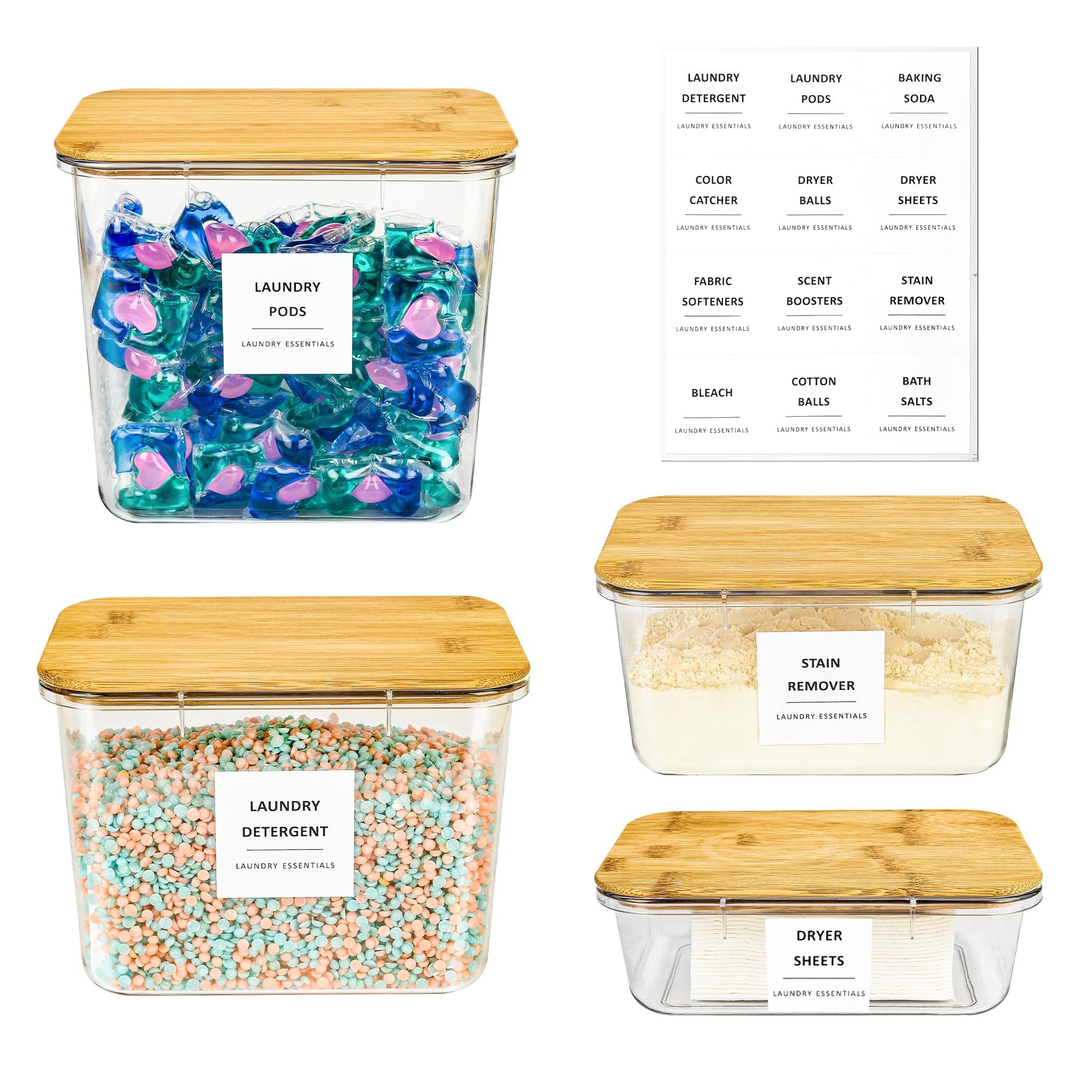 DIDROOM 4 Pack Laundry Room Organization Storage Containers, Laundry ...