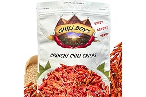 Chili Boys Spicy Crunchy Chili Crisps with Sesame Seeds | Crispy Fried Chili Snack and Food Topper | Vegan | Gourmet Savory P