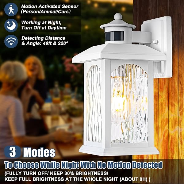 ADVANCED MOTION SENSOR OUTDOOR LIGHTS 2 PACKS – WHITE DUSK TO DAWN OUTDOOR LIGHTING, ANTI-RUST EXTERIOR LIGHT WALL MOUNT FIXTURES, WATERPROOF PORCH OUTSIDE LIGHTS WALL SCONCE FOR HOUSE, GARAGE