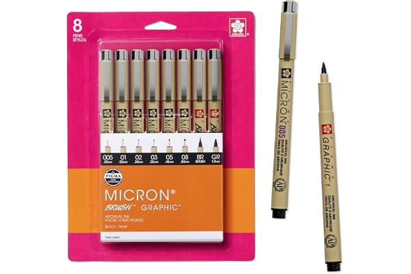 Sakura Pigma Micron Fineliner Pens - Archival Black Ink Pens - Pens for Writing or Drawing - Holiday Gifts for Artists, Craft