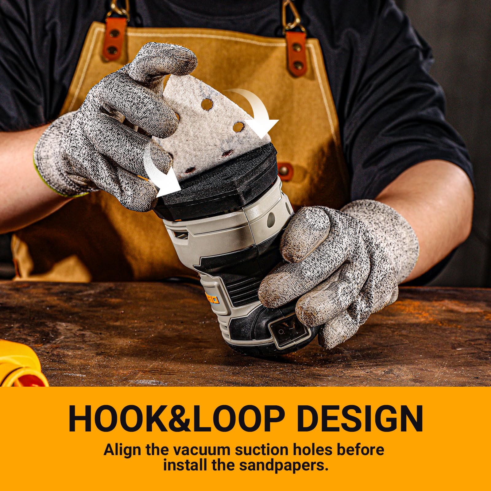 Schleifmaschine mit Absaugung für Holz Deltaschleifer: DEKOPRO Dreieckschleifer 13000 RPM 180W mit 15 Schleifpapier – Ideal für Schleifen,Polieren,Entfernen,Holzwerkstatt DIY 4
