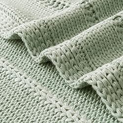 RECYCO Cable Knit Sage Green Throw Blanket Twin
