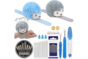 UzecPk Wrist Pin Cushion Kit, Sewing Products Including 2 Wrist Pin Cushion, 50Pcs Sewing Needles, Seam Ripper, Thimble, Scissors, and Soft Tape Measure for Sewing and Quilting DIY Projects