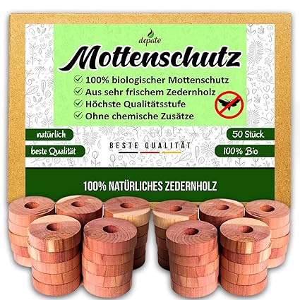 51x PREMIUM BIO Mottenschutz, 100% Reines Naturprodukt aus hoch Qualitativem Zedernholz, Natürliche Mottenfalle für den Kleid