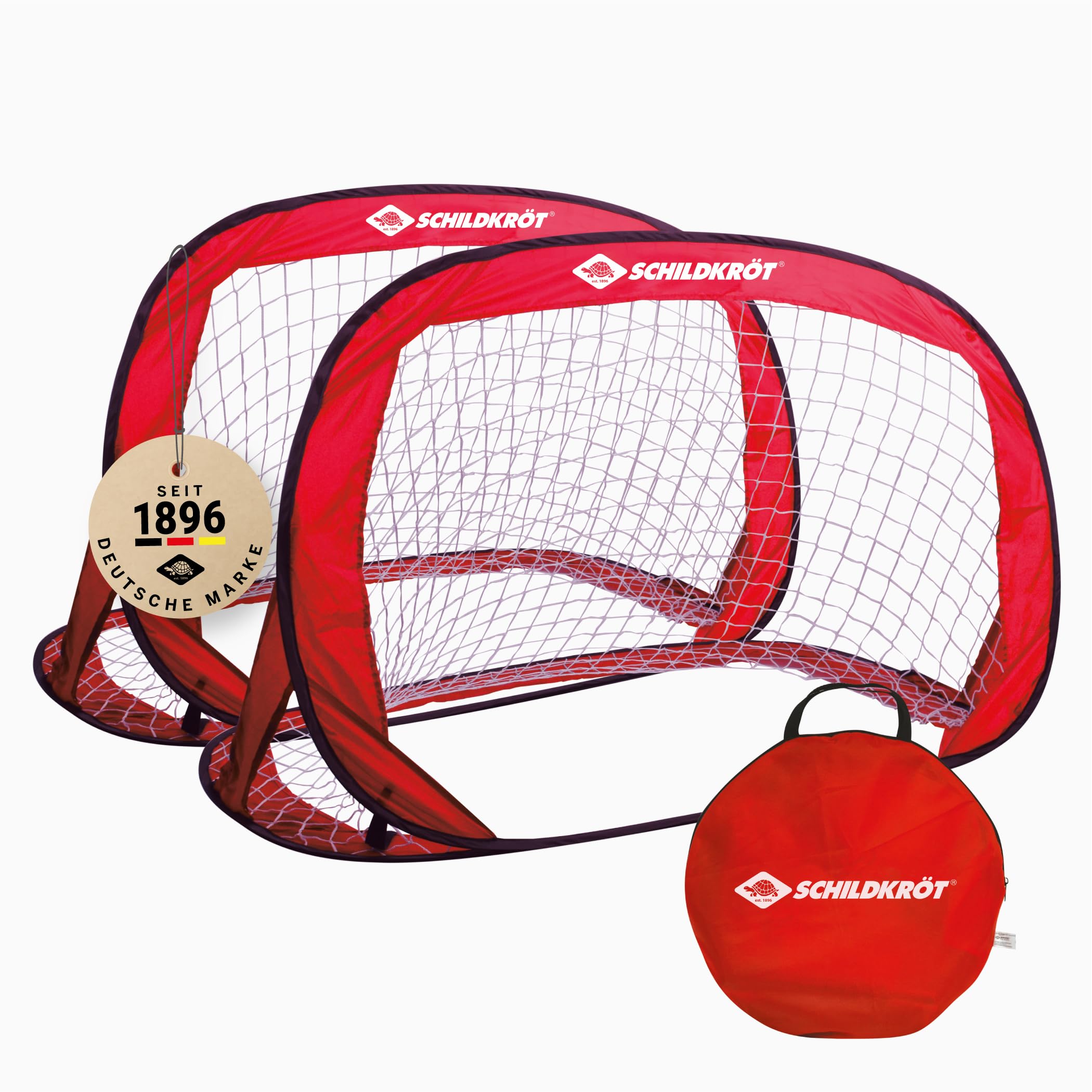 Schildkröt Funsports Pop-Up Goal Set, 120 x 80 x 80 cm, Self-Folding, Transportable, Space Saving, Ideal for Football, Hockey, Including Pegs and Instructions, in a Practical Bag, 970988