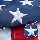 SYII American Flag 4x6 FT TearProof Series for Outside, Heavy Duty Tough Spun Polyester All Weather US Flags for High Wind, Embroidered Stars Sewn Stripes and 2 Brass Grommets