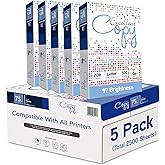 Eagle Grip Excellent Copy Paper, 20 lb, Letter Size 8.5” x 11”, 97 Brightness, 2500 Sheets (5 Pack) – 75 GSM Printer Paper fo