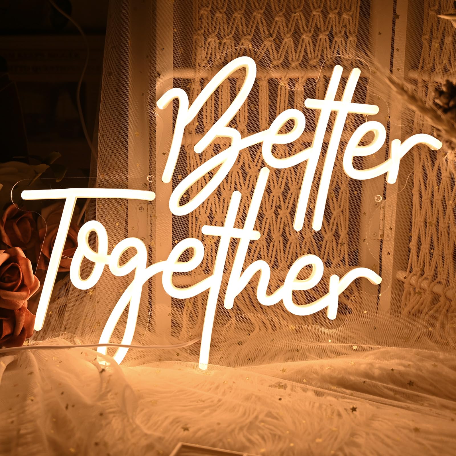 Better Together Neon Sign for Wedding, Warm White