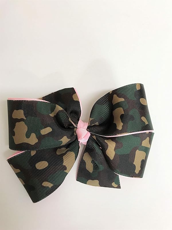 Girls Military Camouflage Hair Clip Pink Camo Hair Bow Teen