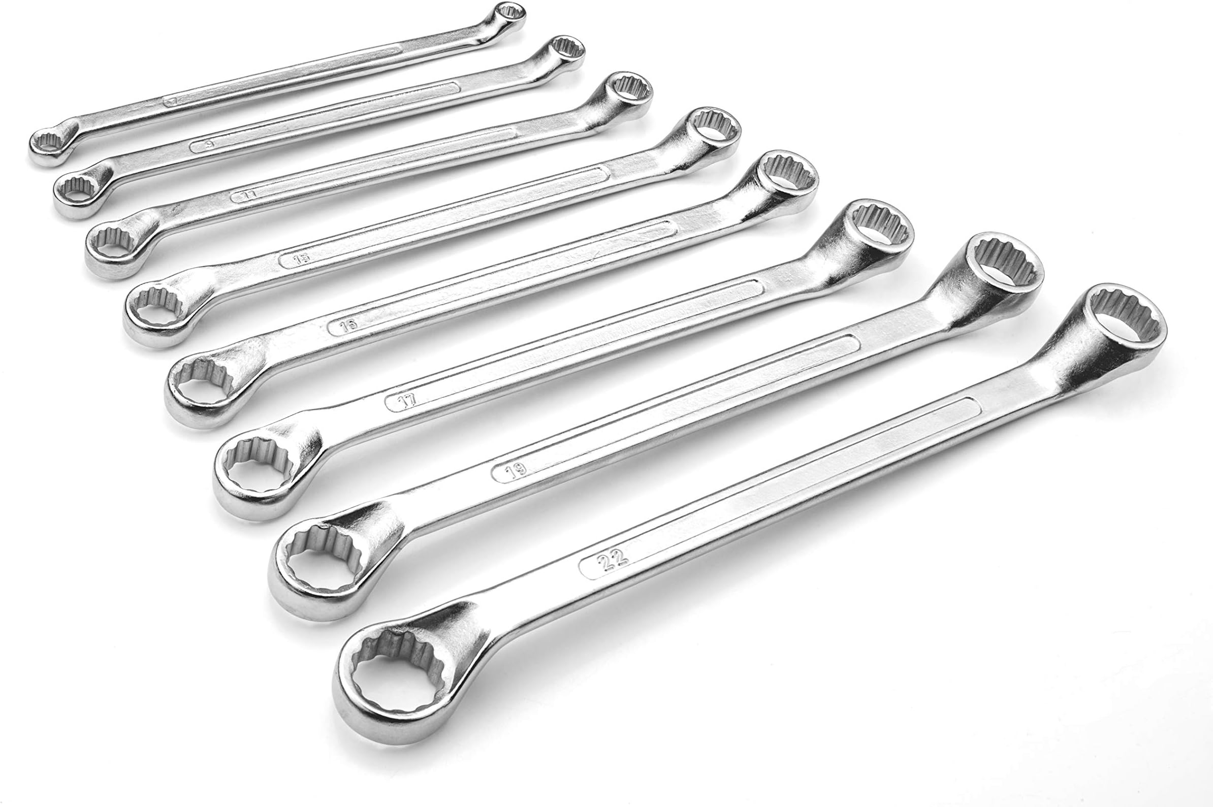 ACHRO Matte Finish Shallow Offset Ring Spanner Set, 8-Pieces Spanner Set for Home/Garage/Car/Bike/Industry