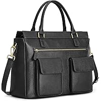 Kattee Genuine Leather Briefcase For Women & Men - Large Laptop Bag With Shoulder Strap & Luggage Tag