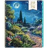 2026 Monthly Planner - Monthly Planner/Calendar 2026, January 2026 to December 2026, 9" x 11", 12 Month with Green Tabs + Back Pocket + Twin-Wire Binding - Floral Design