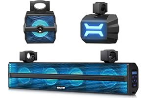 Ehaho 2.1CH Stereo UTV Sound Bar (Subwoofer) and Speakers, 26 Inch Bluetooth ATV Soundbar with RGB Lights, Waterproof Golf Cart Speakers, Marine Sound bar Compatible with SXS Polaris RZR Can-Am